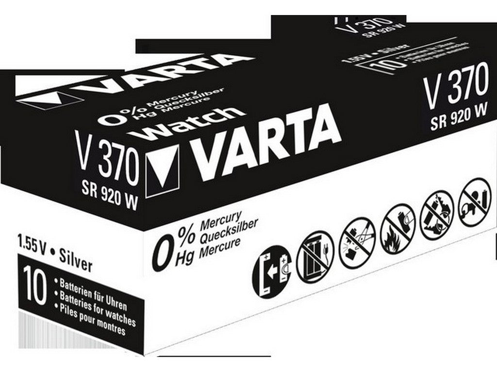 Varta battery V370 silver oxide 1.55V; 30mAh; Ø9.5x2.1mm SR69 High Drain