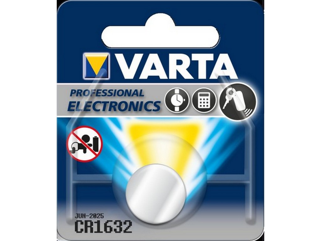Varta battery CR1632 lithium 3V; 140mAh; Ø16x3.2mm