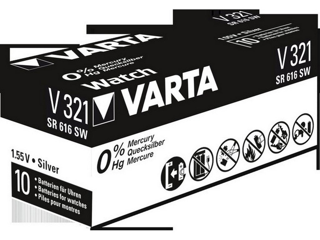 Varta battery V321 silver oxide 1.55V: 13mAh: Ø6.8x1.65mm SR65