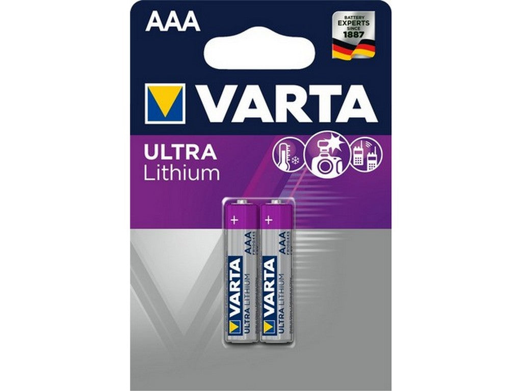 Varta batteri lithium AAA 1,5V; Ø10,5x44,5mm BL-2