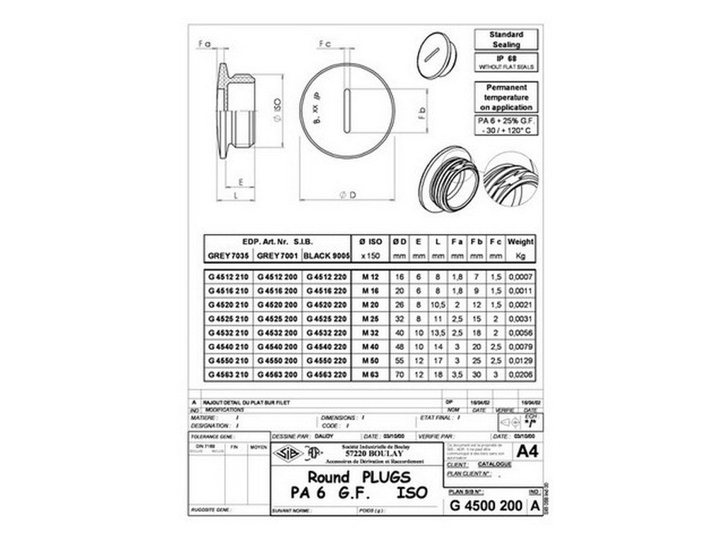 Blind plug polyamide grey M16
