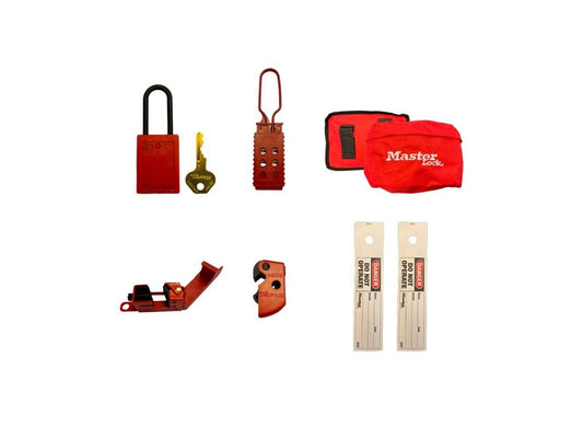 MasterLock Elektrikker Lock-Out kit m/diverse Lock-Outs, låse m.m. i taske.