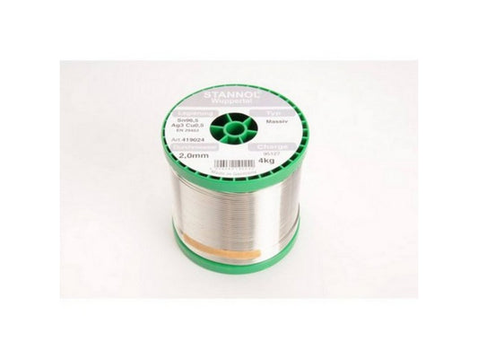 Tin spole 2,0mm 4kg uden flus blyfri, Sn96,5Ag3,0Cu0,5