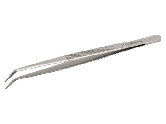 stainless steel universal tweezers 150mm Style 124 with serrated handles and bent, fine tips