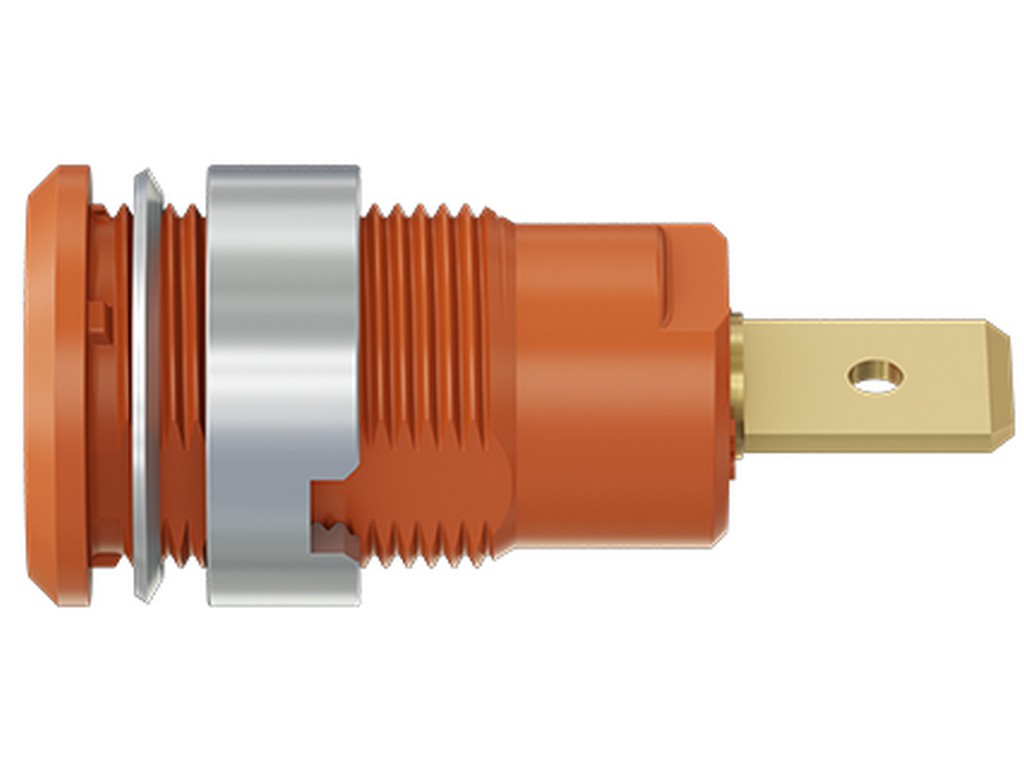 Bøsning SLB4-F6,3 forgyld orange CAT III 1000V 32A