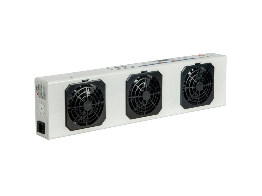 Overhead ionizing air blower with auto cleaner