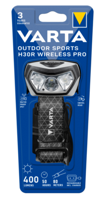 Varta OUTDOOR SPORTS H30R WIRELESS PRO  pandelygte - opladelig