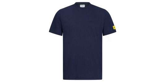 T-shirt ESD m/rund hals mørkeblå m. brystlomme str. XS