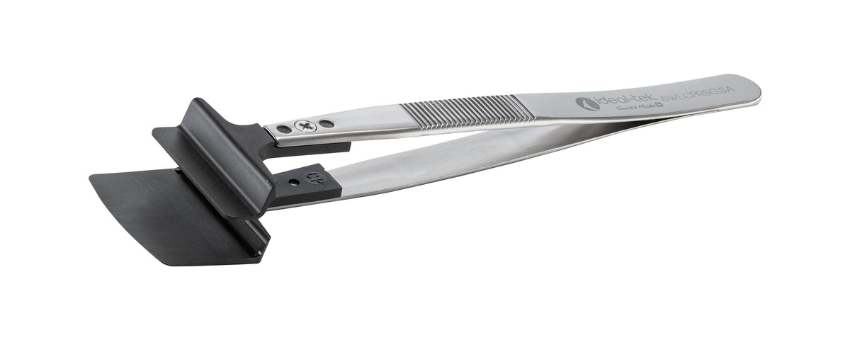 Pincet med udskiftelige plastspidser – Carbon PEEK – riflet greb – spidser: 6"