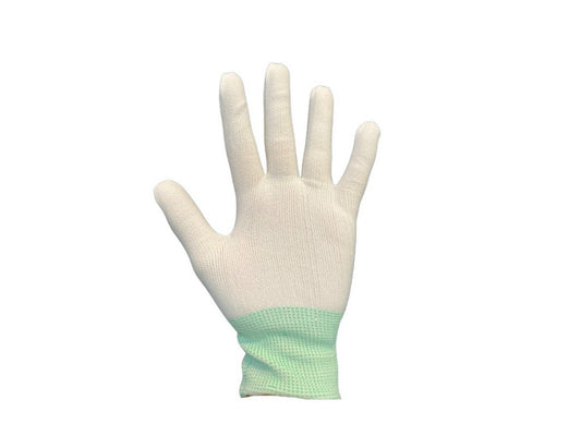 Handsker ESD Hvid nylon PU-coated fingerspids str. M