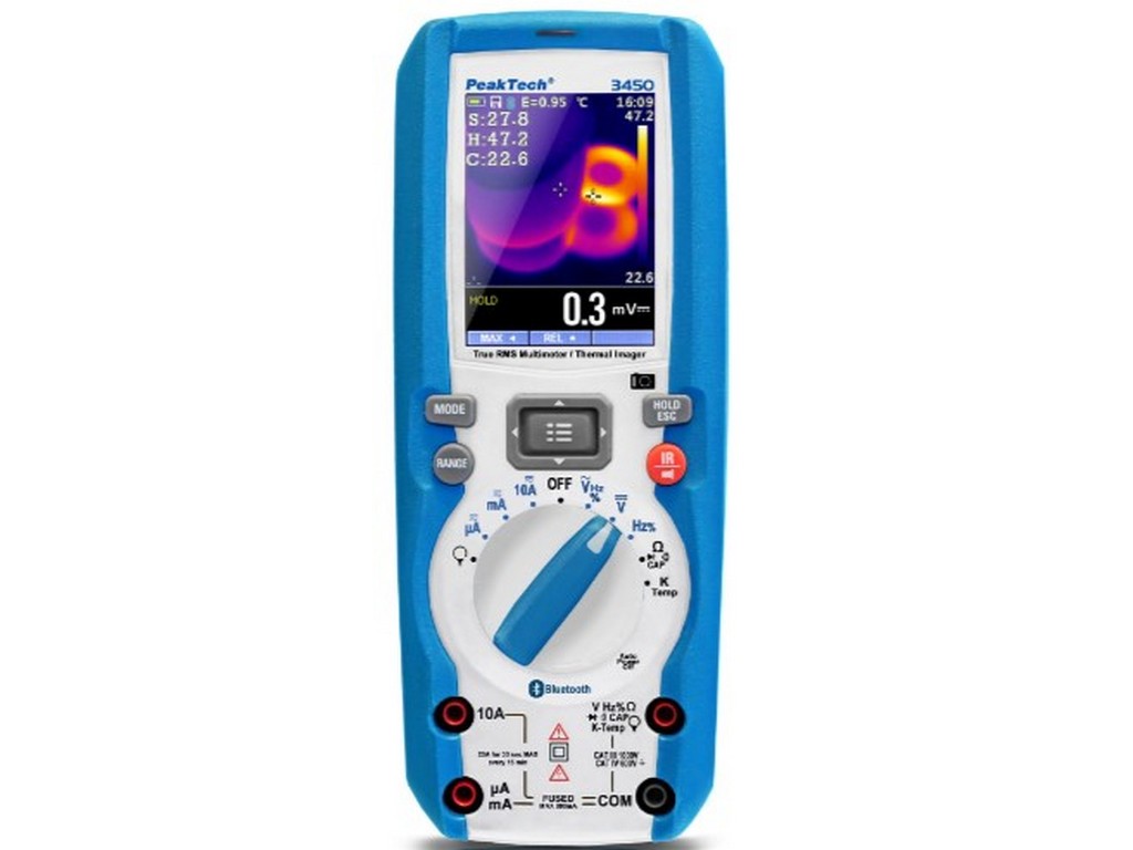 Multimeter w/thermography camera 120x120px. -20°C-+260°C/1000V AC/DC / 10A AC/DC CATIII1000V/CATIV 6