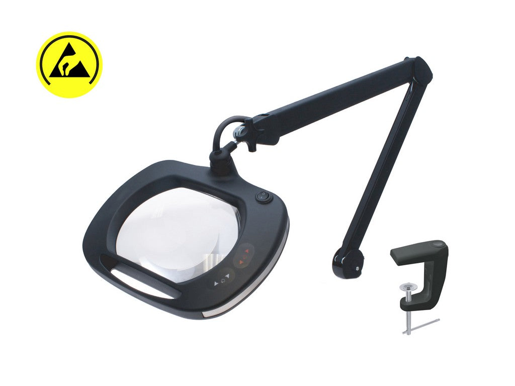 Luplampe LED 2.25X (5-Diopter Lens), ESD sikker. Varm + kolde hvide LEDs (3500K-6500K)