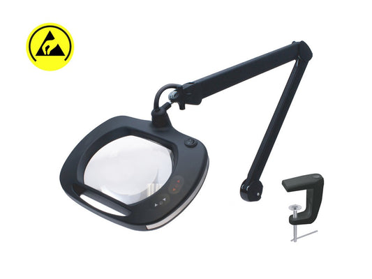 Luplampe LED 2.25X (5-Diopter Lens), ESD sikker. Varm + kolde hvide LEDs (3500K-6500K)