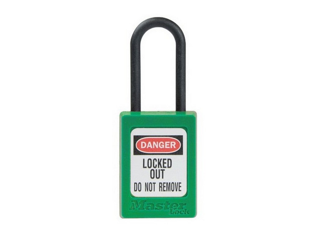 MasterLock Zenex hængelås i GRØN thermoplast 35x48mm m/bøjle Ø4,76mm key different