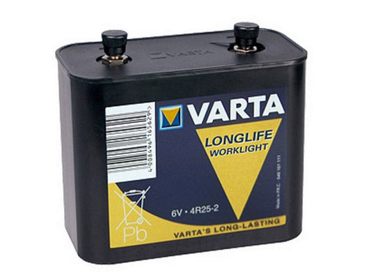 Varta batteri 2/4R25 skruer 6V 136x70x113/117mm t/lygte 690