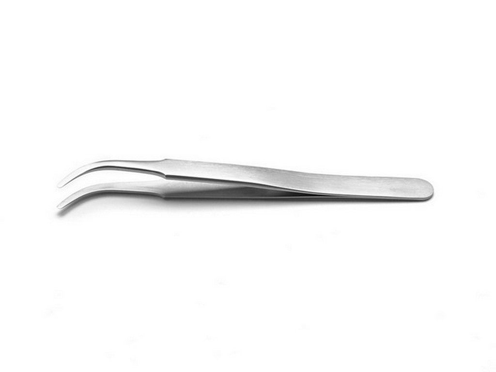 Tweezers bent flat round tip 120mm