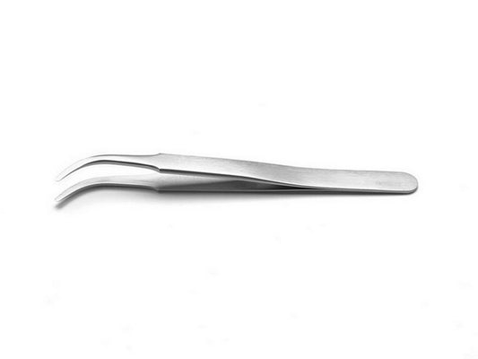 Tweezers bent flat round tip 120mm