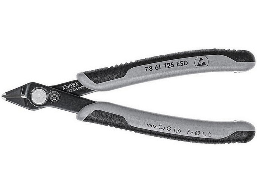 Electronics diagonal cutter ESD 125mm w/PVC on handle burnished