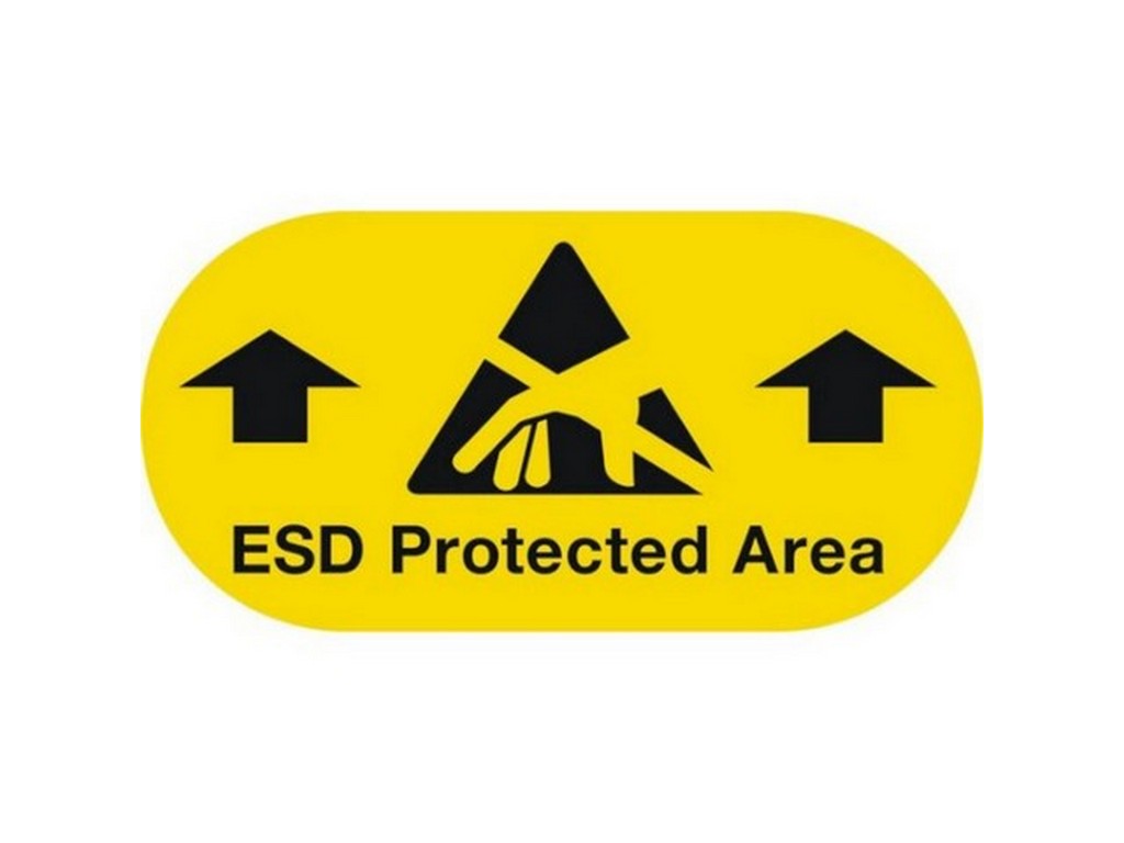 Skilt oval 120x60mm selvklæb. ESD Protected Area PC