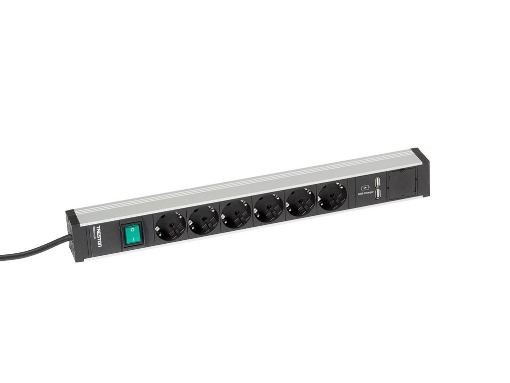 Power rail 468mm 6 sockets+switch+2xUSB