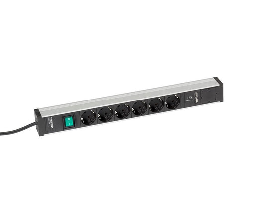 Power rail 468mm 6 sockets+switch+2xUSB