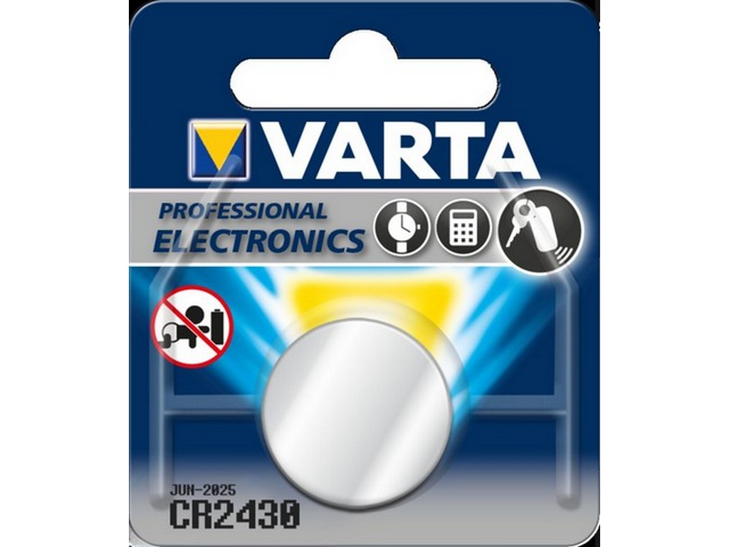 Varta battery CR2430 lithium 3V; 280mAh; Ø24.5x3mm