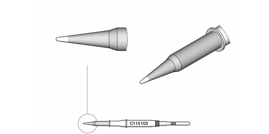 Soldering tip conical, D: 0.1 mm