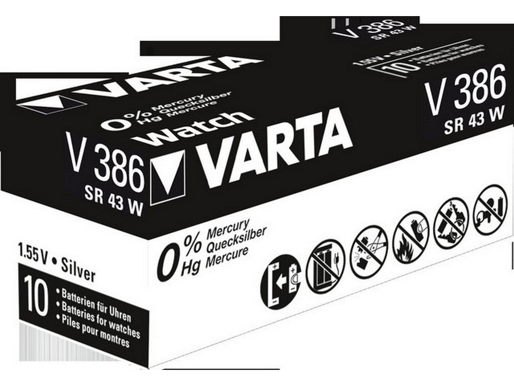 Varta batteri V386 sølvoxid 1,55V; 105mAh; Ø11,6x4,2mm SR43 High Drain