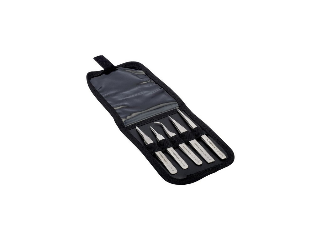 Lindström Stainless steel anti-magnetic SMD tweezers set 5 pieces