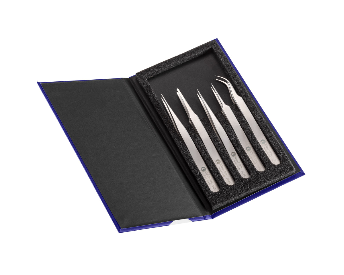 Kit of 5 High precision tweezers 